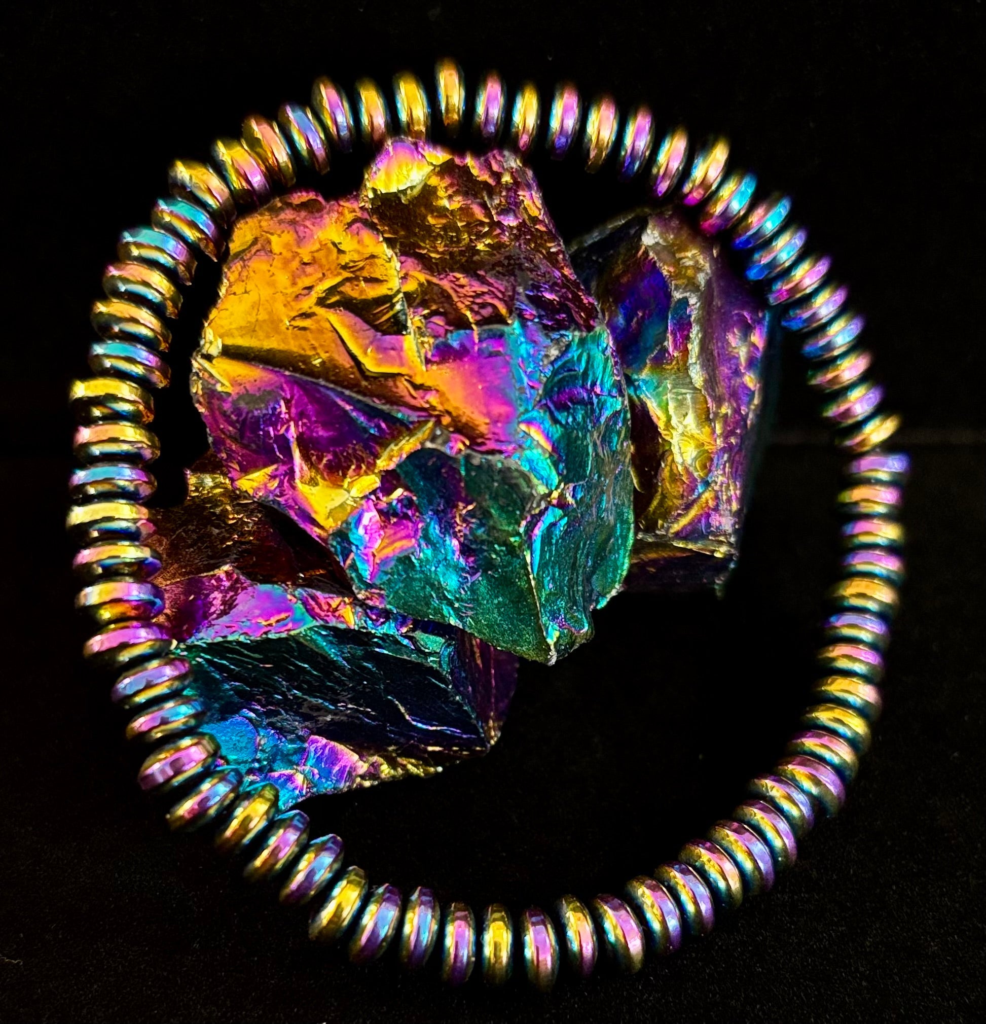 🌈 Rainbow Hue Metal Bracelet – Medium to Large Wrists | | Wiccan Center