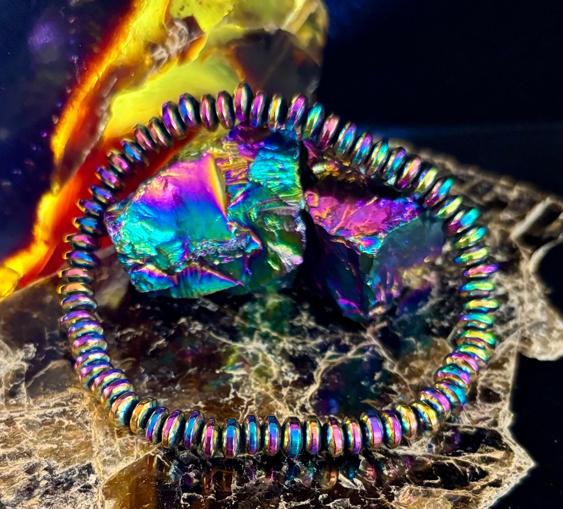 🌈 Rainbow Hue Metal Bracelet – Medium to Large Wrists | | Wiccan Center
