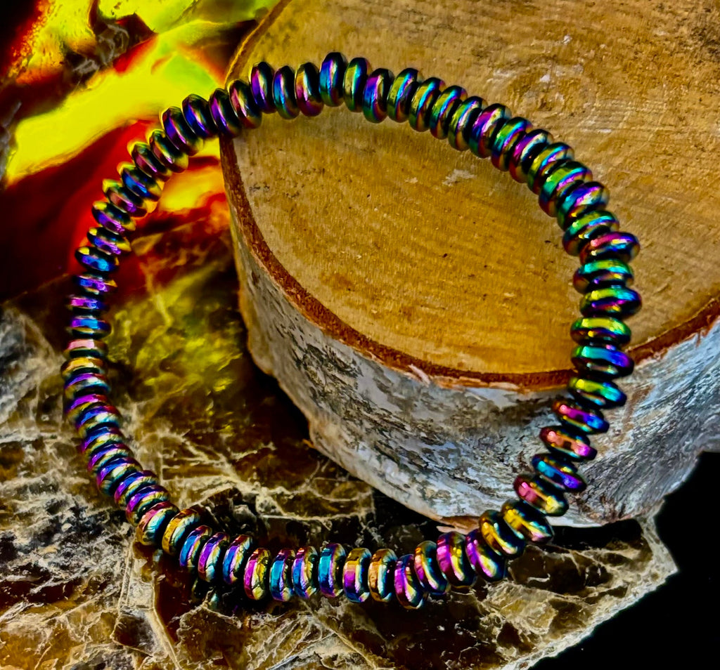 🌈 Rainbow Hue Metal Bracelet – Medium to Large Wrists | | Wiccan Center