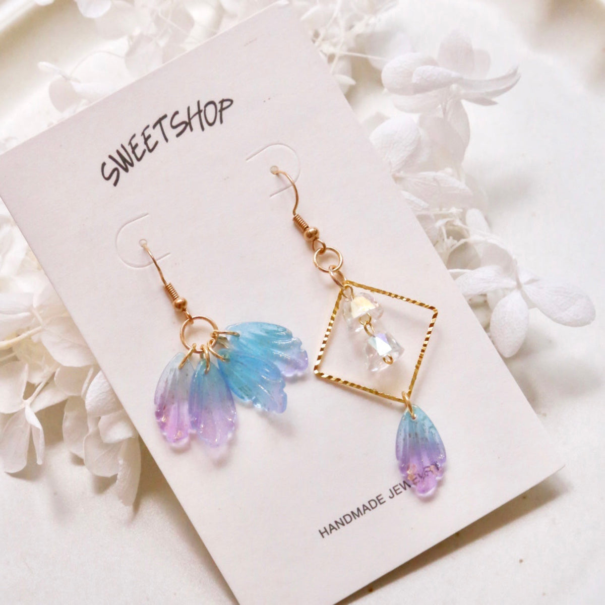 SALE - Acrylic Feather Asymmetric Earrings