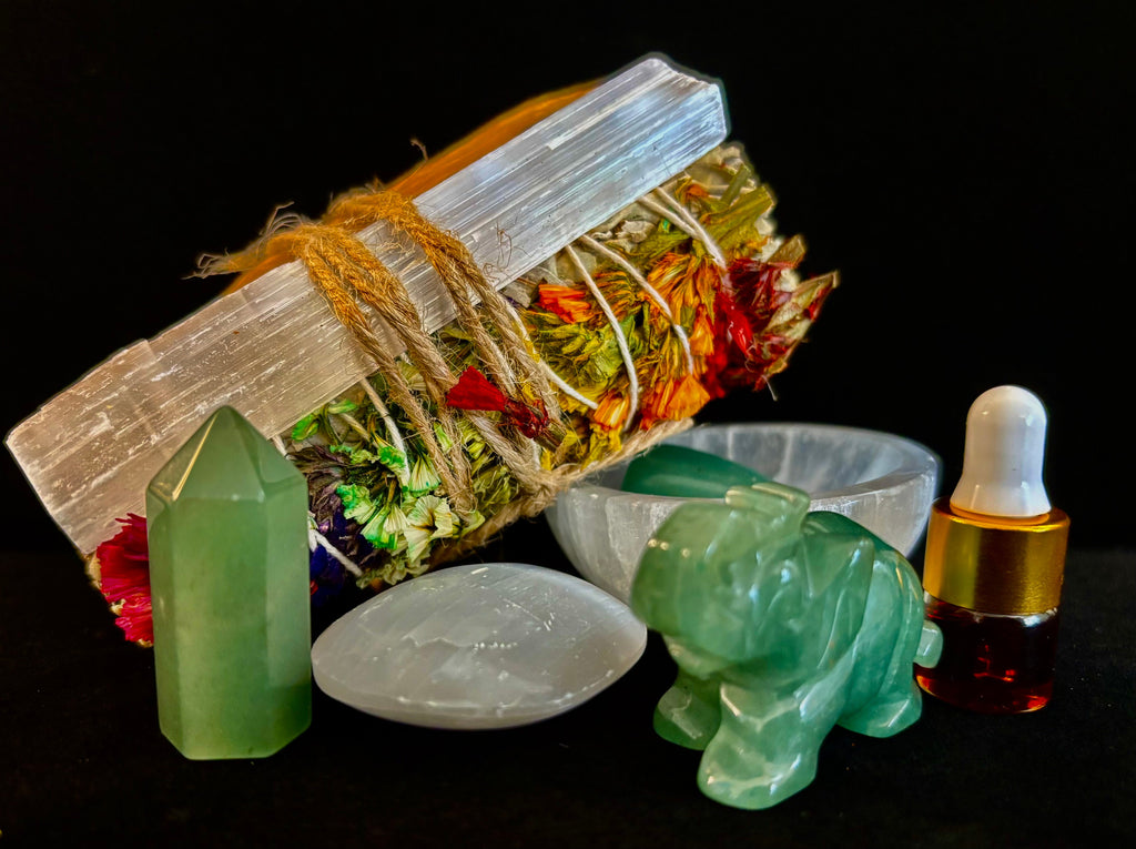 Prosperity & Protection Gift Box – Jade & Selenite Energy Set | | Wiccan Center