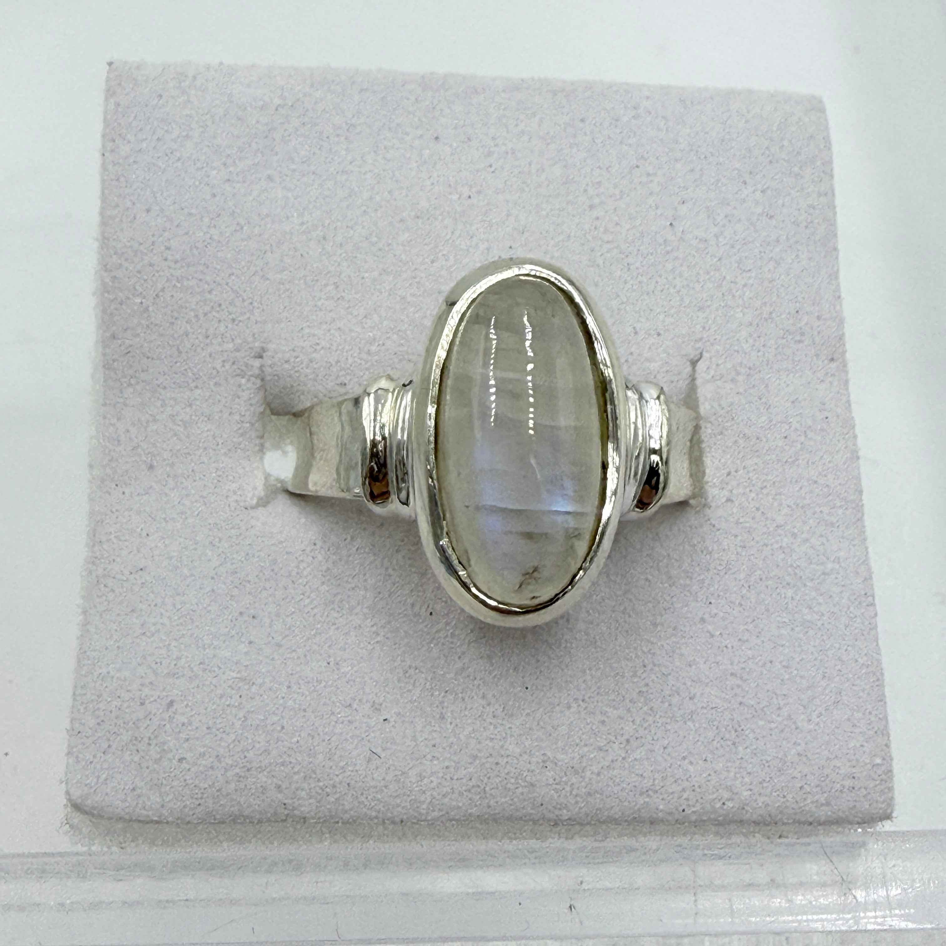 Sterling Silver Rainbow Moonstone Oval Ring – Size 7 – Intuition, Inner Clarity & New Beginnings | Rings | Wiccan Center