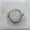 Sterling Silver Rainbow Moonstone Round Bezel Ring – Size 7 – Intuition, Calm & New Beginnings | Rings | Wiccan Center