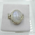 Sterling Silver Rainbow Moonstone Oval Statement Ring – Size 7 – Intuition, Feminine Energy & New Beginnings | Rings | Wiccan Center