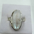 Sterling Silver Rainbow Moonstone Horizontal Oval Ring – Size 8 – Intuition, Emotional Balance & New Beginnings | Rings | Wiccan Center