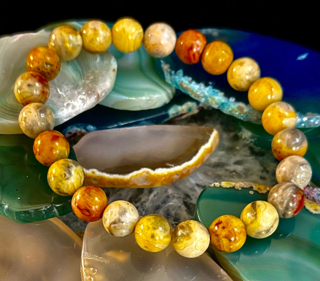 Crazy Lace Jasper Bracelet – 8mm Beads for Joy, Laughter, Support (Medium Wrists) | | Wiccan Center