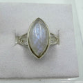 Sterling Silver Rainbow Moonstone Marquise Ring – Size 8 – Intuition, Divine Feminine & New Beginnings | Rings | Wiccan Center