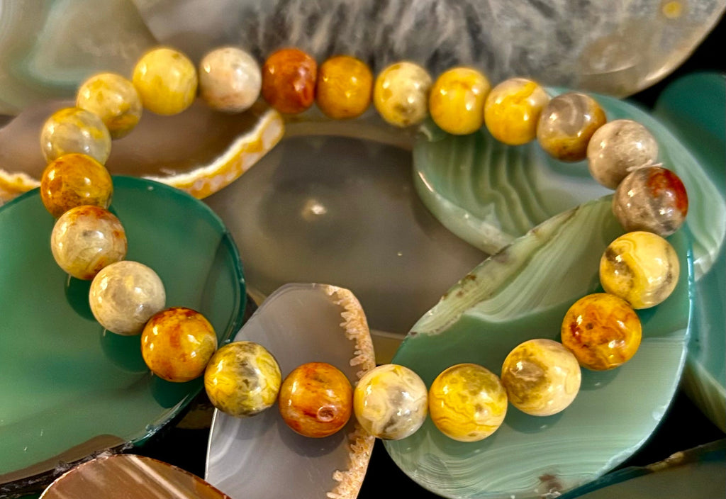 Crazy Lace Jasper Bracelet – 8mm Beads for Joy, Laughter, Support (Medium Wrists) | | Wiccan Center