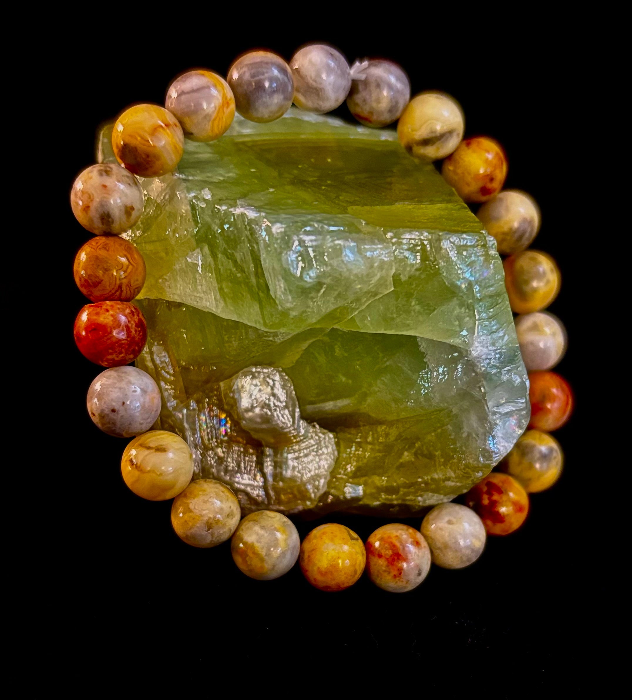 Crazy Lace Jasper Bracelet – 8mm Beads for Joy, Laughter, Support (Medium Wrists) | | Wiccan Center