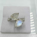 Sterling Silver Rainbow Moonstone Double Pear Ring – Size 8 – Intuition, Balance & New Beginnings | Rings | Wiccan Center