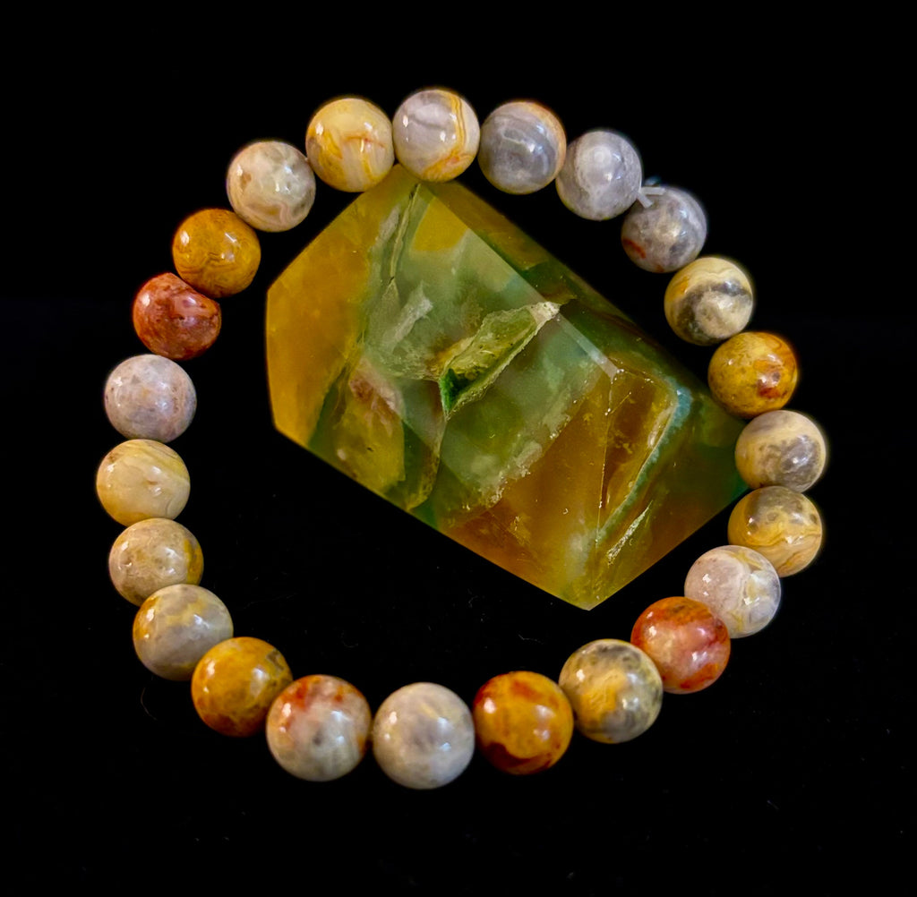 Crazy Lace Jasper Bracelet – 8mm Beads for Joy, Laughter, Support (Medium Wrists) | | Wiccan Center