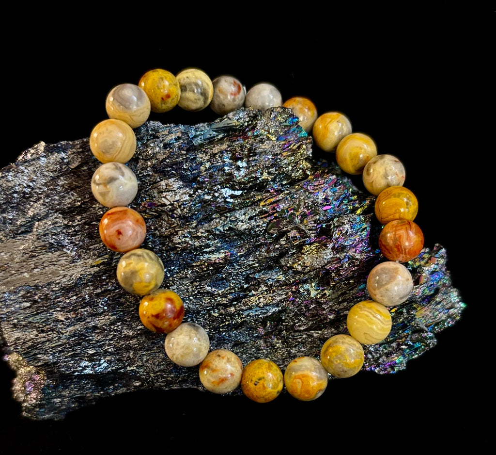 Crazy Lace Jasper Bracelet – 8mm Beads for Joy, Laughter, Support (Medium Wrists) | | Wiccan Center