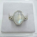 Sterling Silver Rainbow Moonstone Oval Ring – Size 9 – Intuition, Emotional Balance & New Beginnings | Rings | Wiccan Center