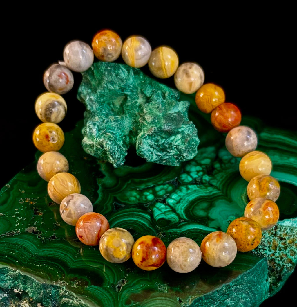 Crazy Lace Jasper Bracelet – 8mm Beads for Joy, Laughter, Support (Medium Wrists) | | Wiccan Center