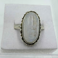Sterling Silver Rainbow Moonstone Horizontal Oval Beaded Ring – Size 9 – Intuition, Emotional Balance & New Beginnings | Rings | Wiccan Center