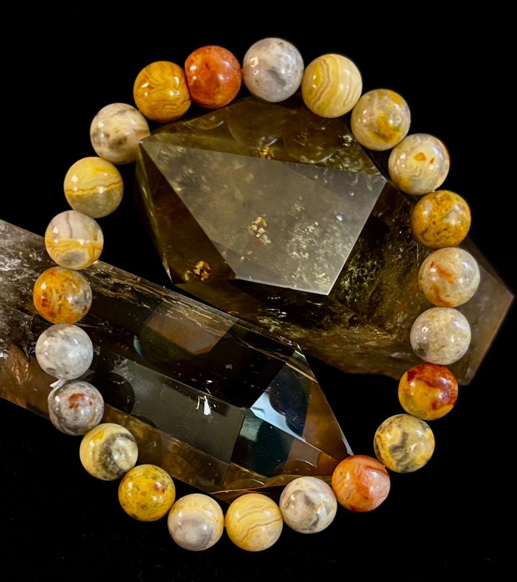 Crazy Lace Jasper Bracelet – 8mm Beads for Joy, Laughter, Support (Medium Wrists) | | Wiccan Center