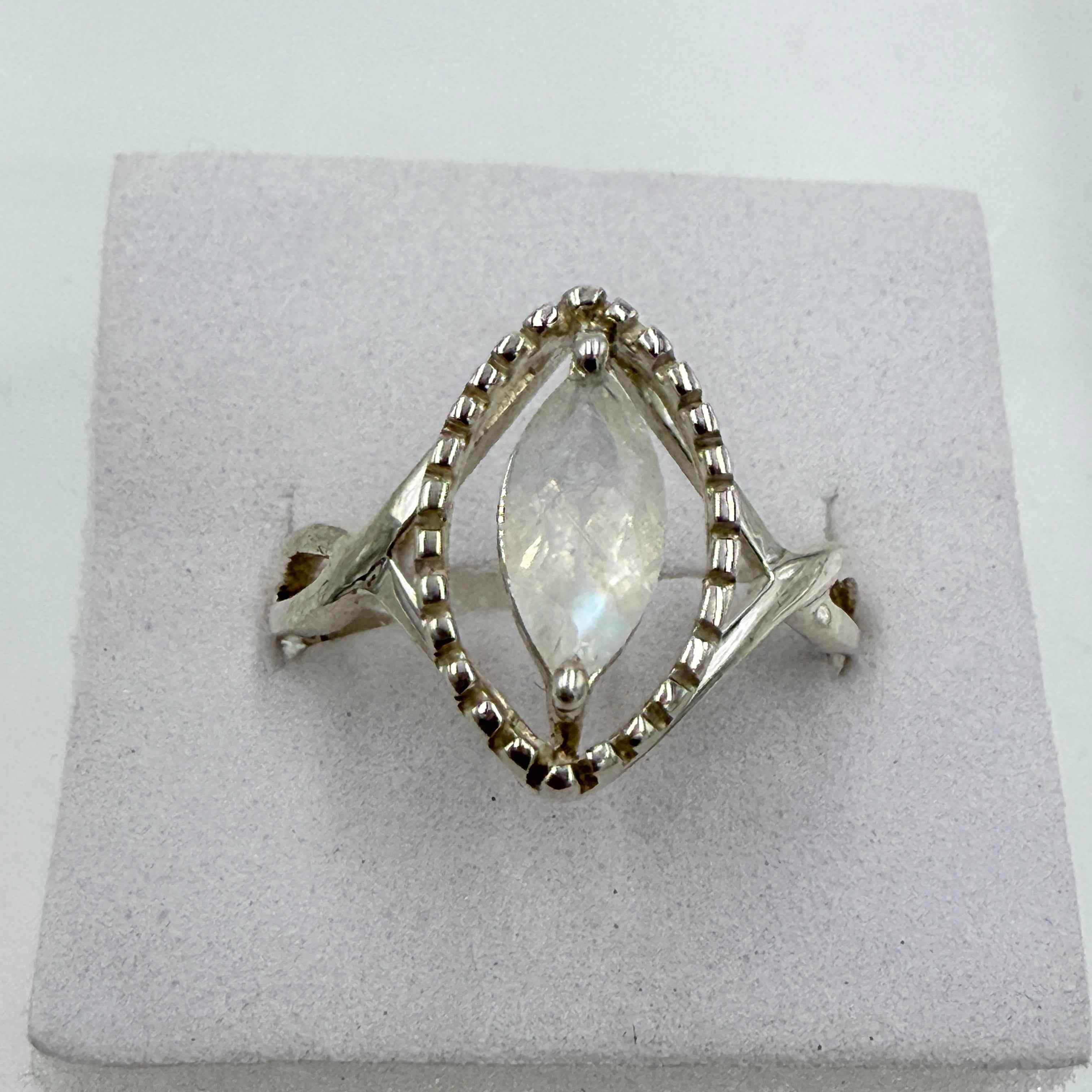 Sterling Silver Rainbow Moonstone Eye Ring – Size 9 – Intuition, Protection & New Beginnings | Rings | Wiccan Center