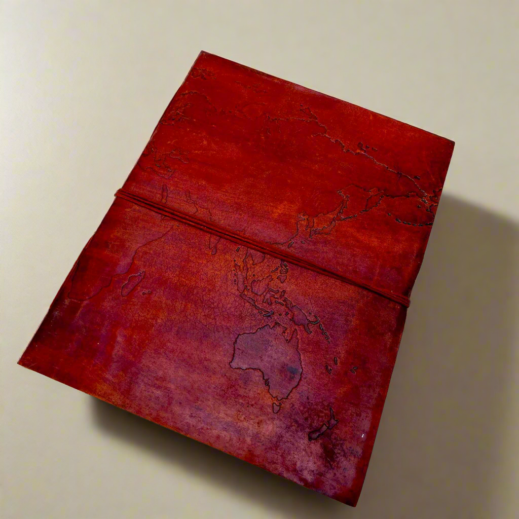 Extra Large World Map 14x11 Handmade Leather Journal | Journal | Wiccan Center