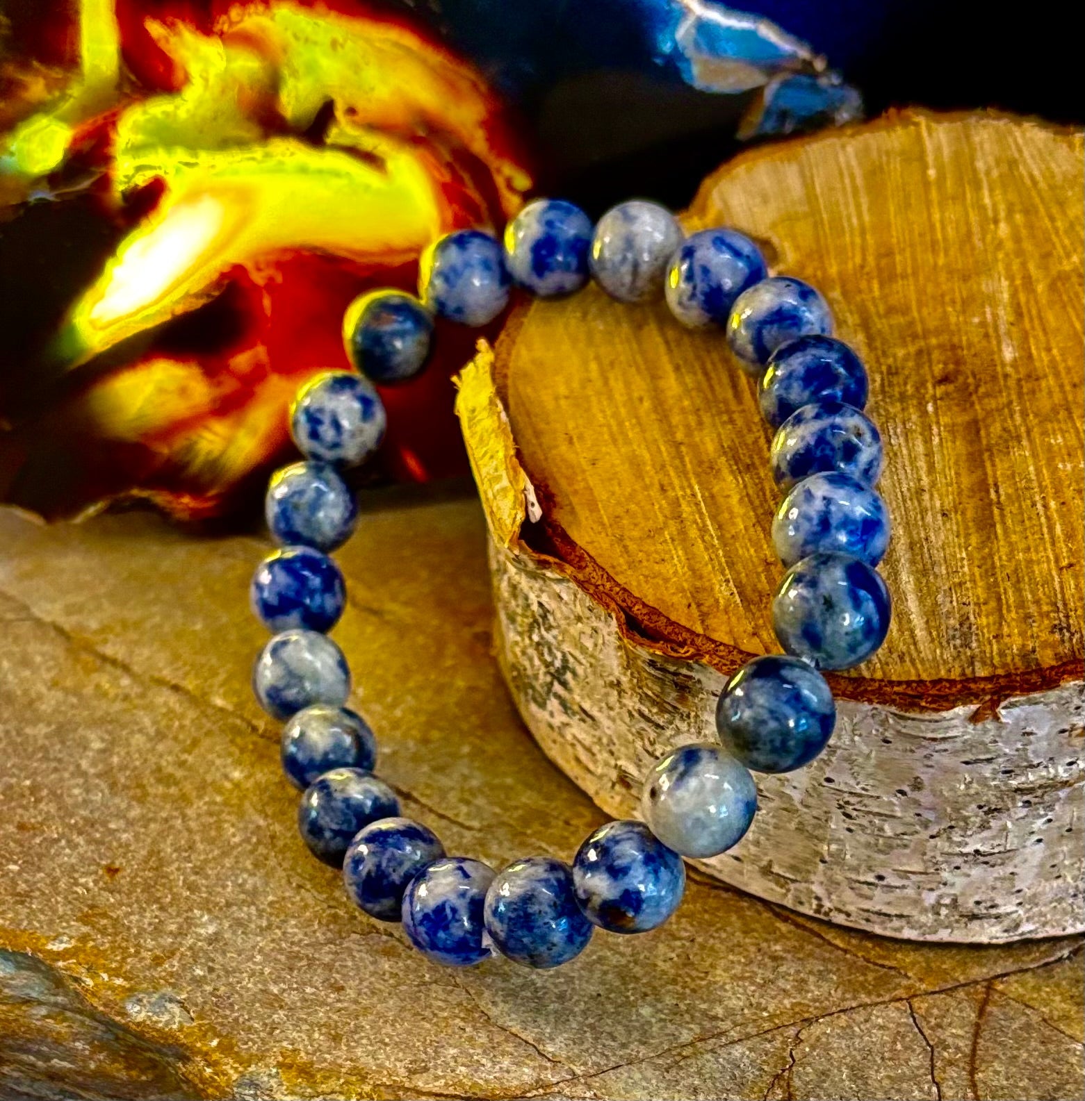 Blue Spot Jasper Beaded Bracelet – Medium Wrists | | Wiccan Center