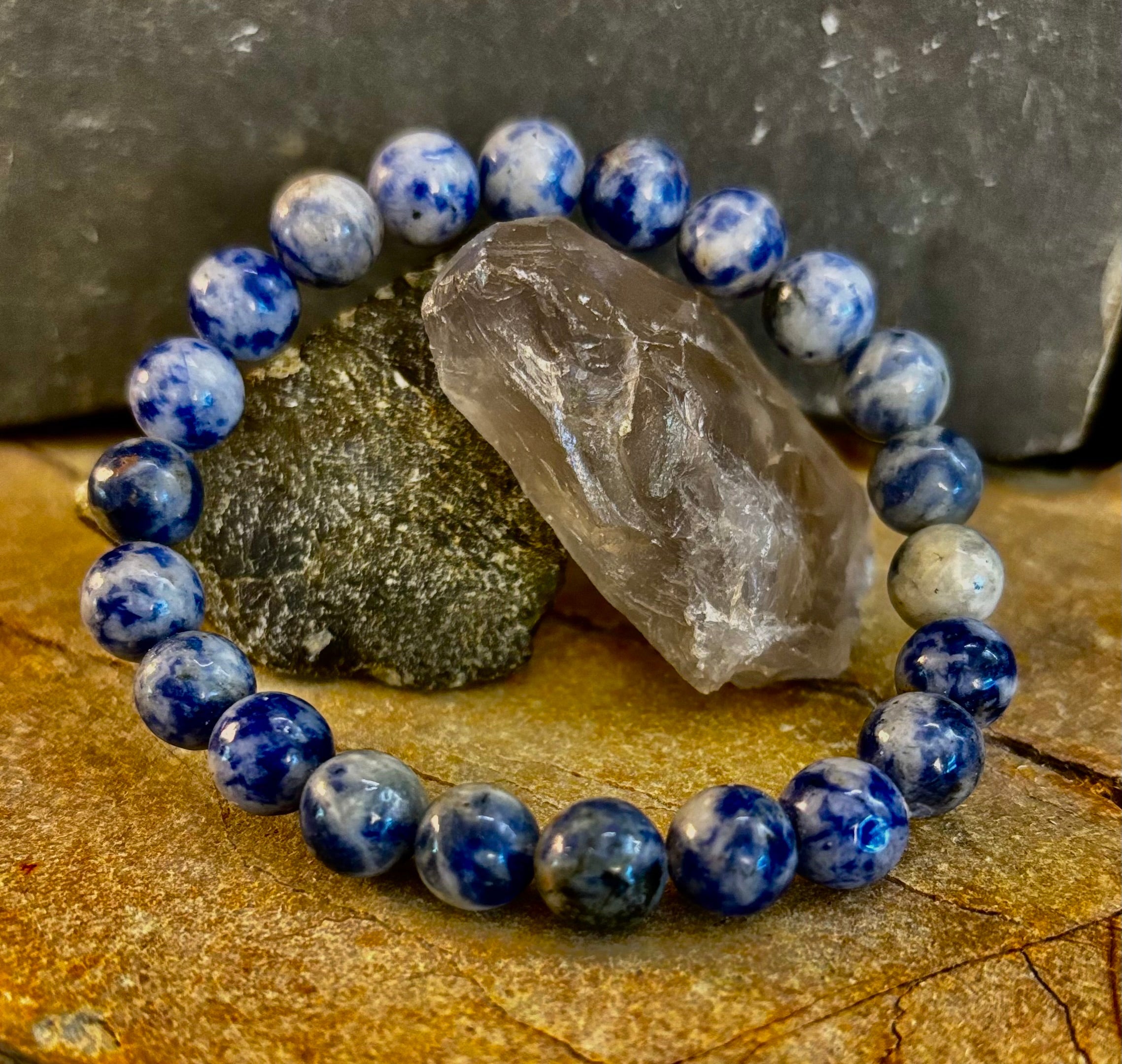 Blue Spot Jasper Beaded Bracelet – Medium Wrists | | Wiccan Center