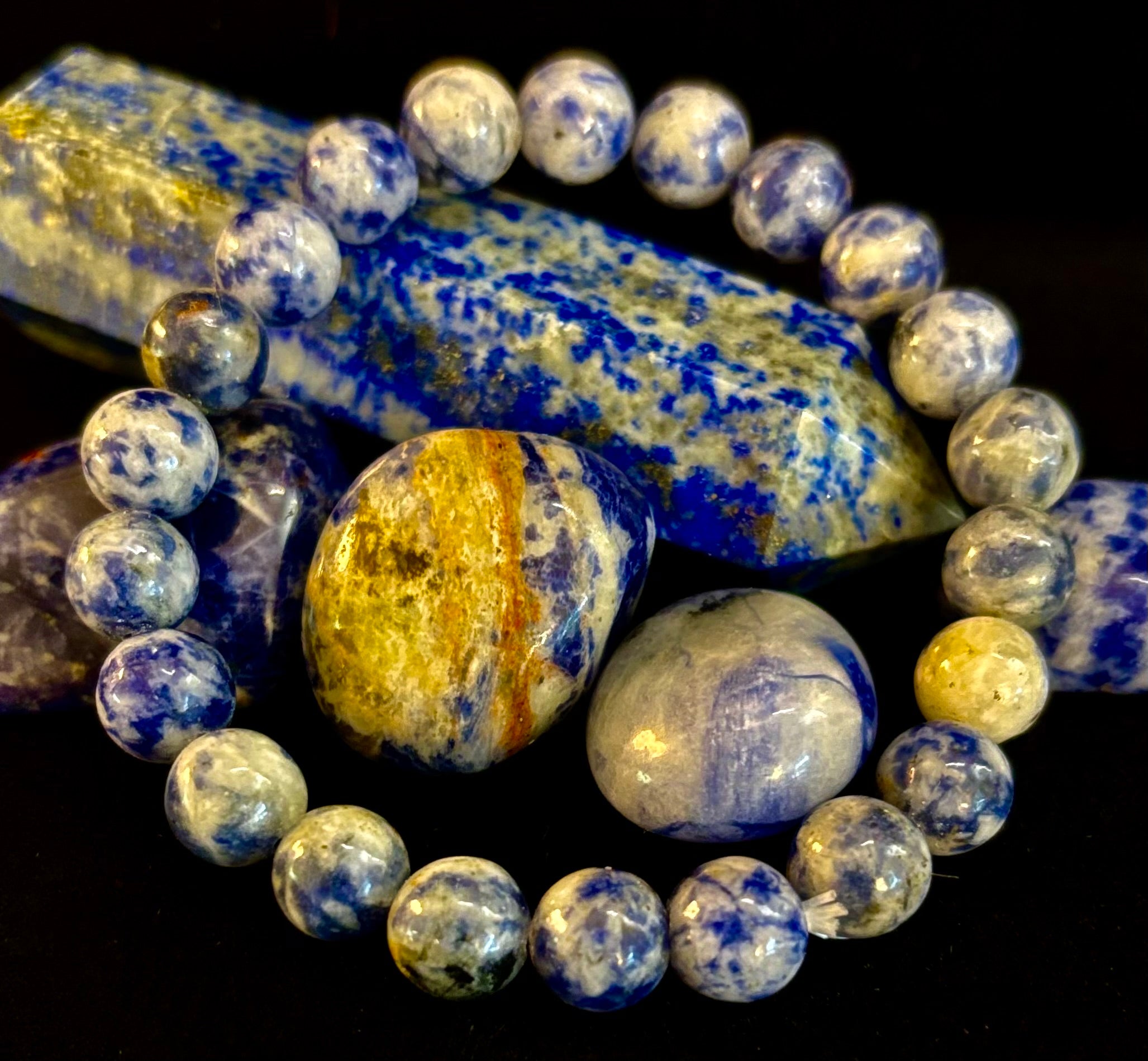 Blue Spot Jasper Beaded Bracelet – Medium Wrists | | Wiccan Center