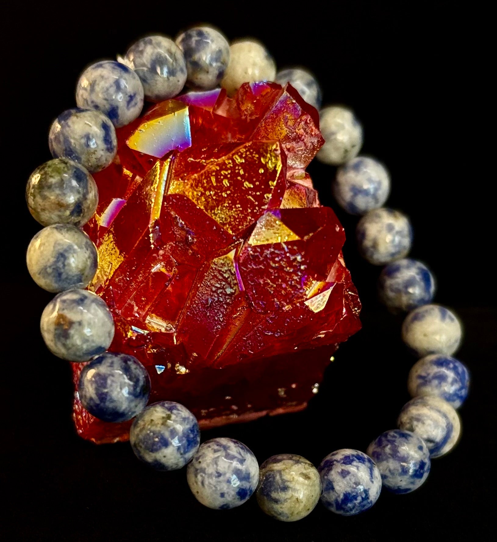 Blue Spot Jasper Beaded Bracelet – Medium Wrists | | Wiccan Center
