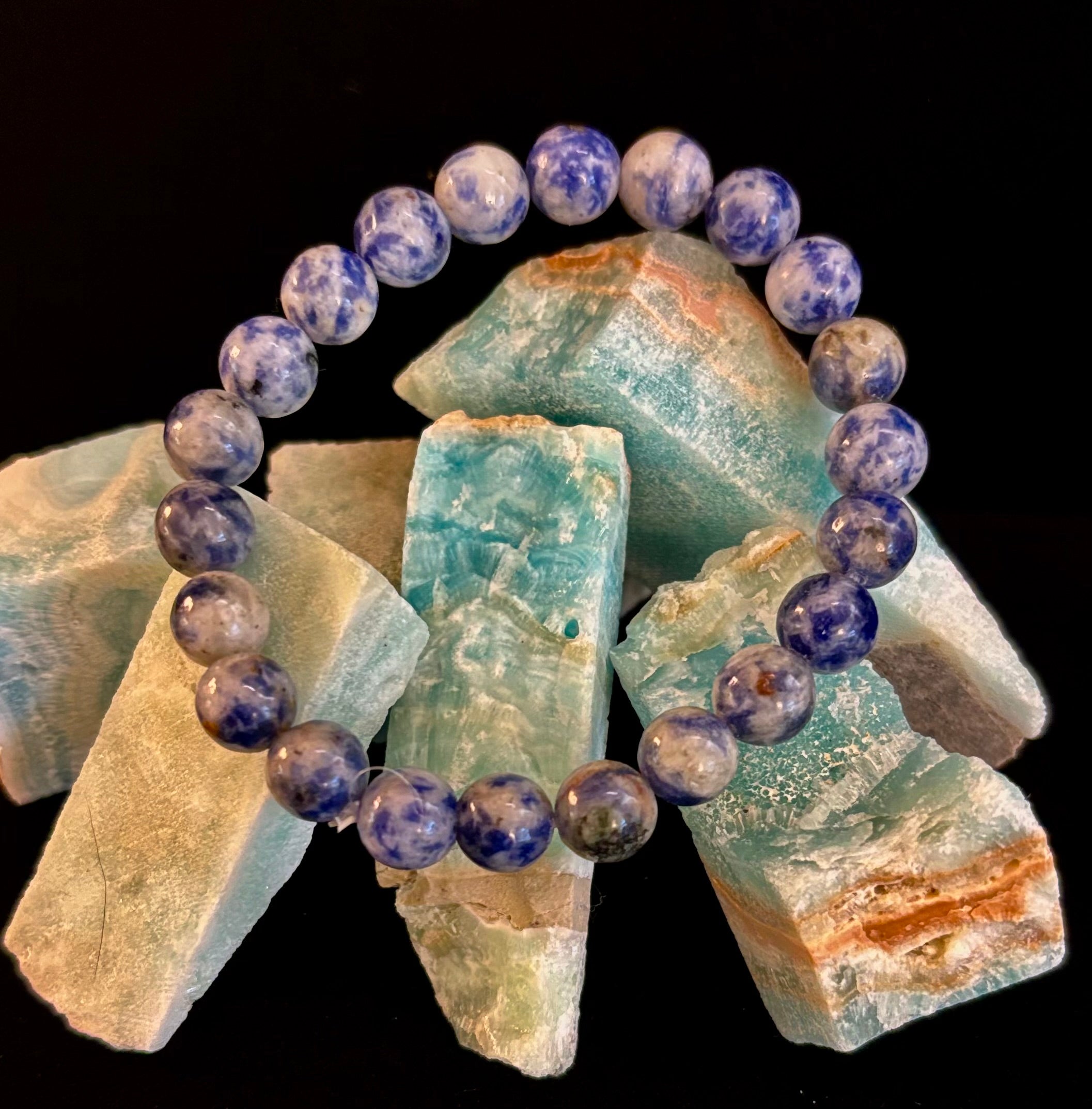 Blue Spot Jasper Beaded Bracelet – Medium Wrists | | Wiccan Center