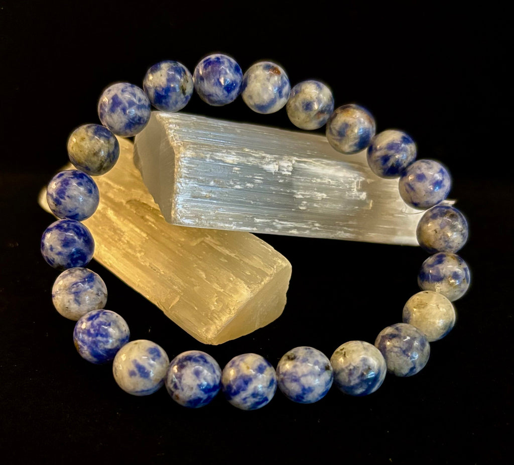 Blue Spot Jasper Beaded Bracelet – Medium Wrists | | Wiccan Center