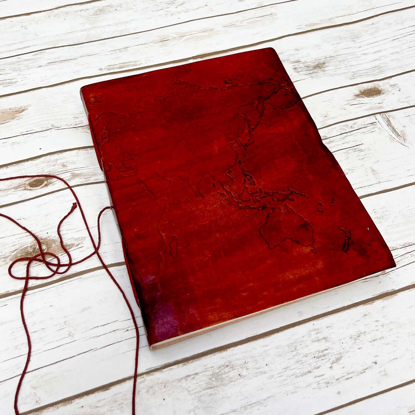 Extra Large World Map 14x11 Handmade Leather Journal | Journal | Wiccan Center