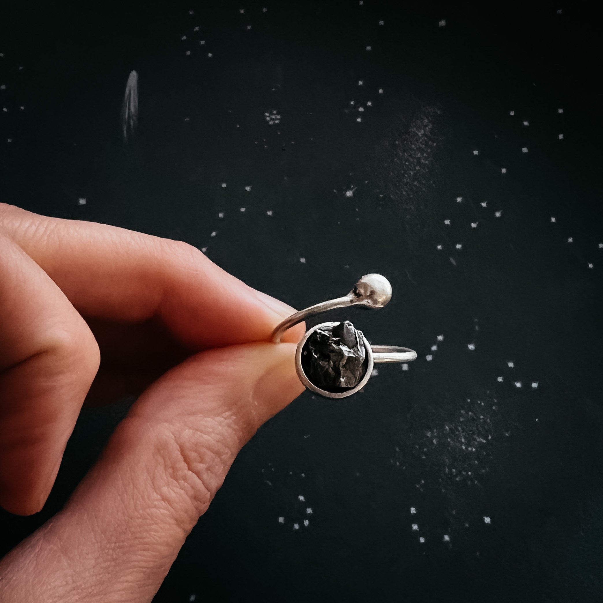 Round Wrap Ring with Authentic Raw Meteorite | Ring | Wiccan Center