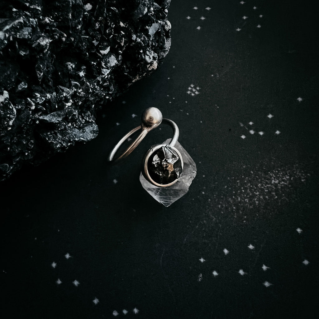 Round Wrap Ring with Authentic Raw Meteorite | Ring | Wiccan Center