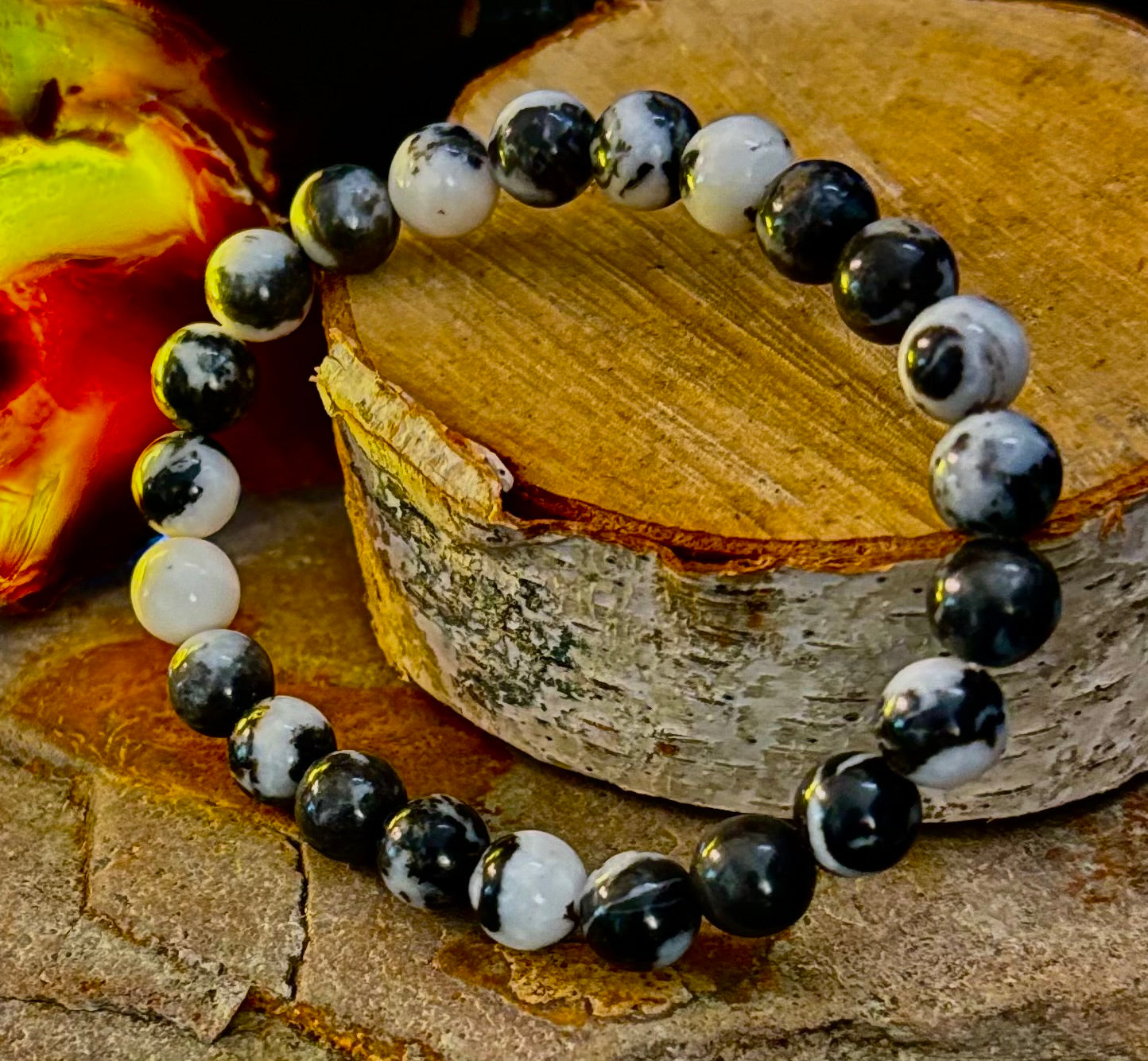Zebra Stone Bracelet – 8mm Beads, Medium Wrists | | Wiccan Center