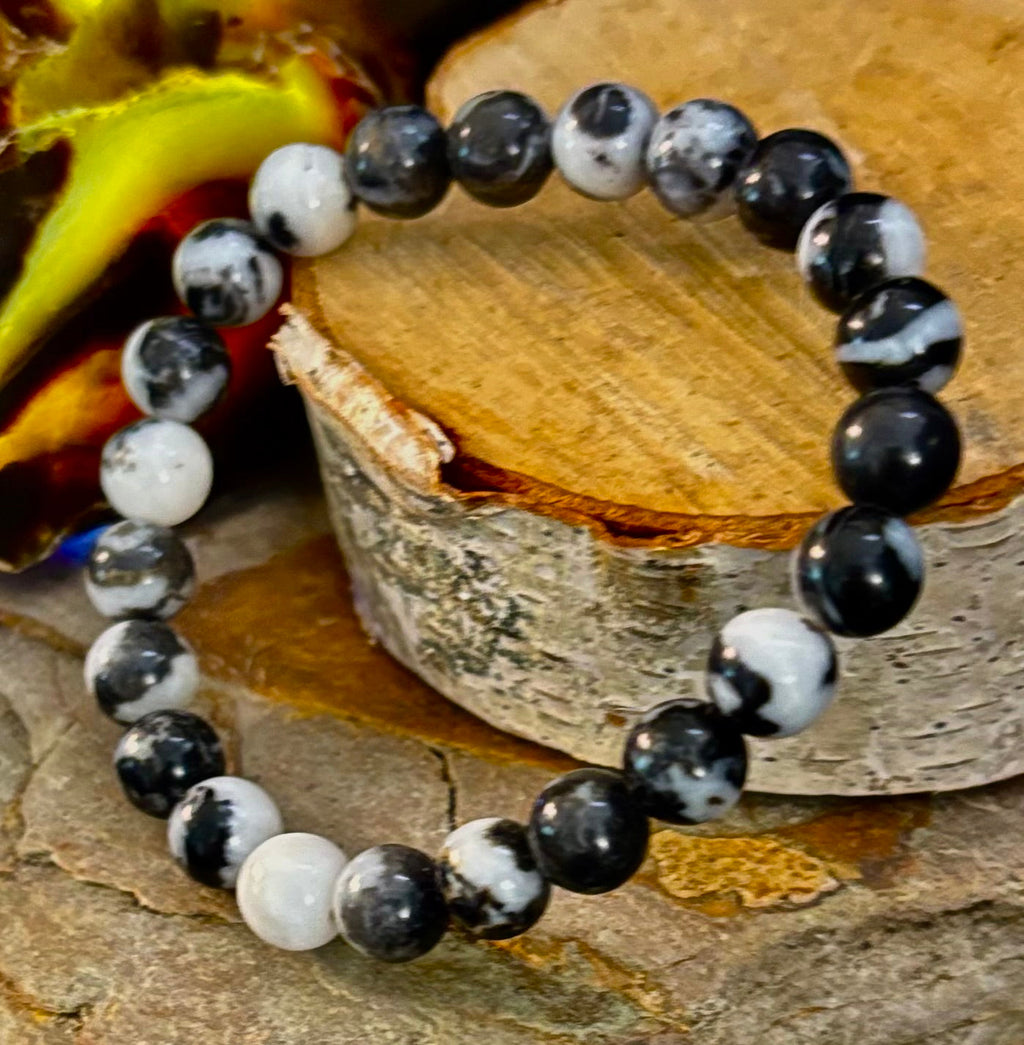 Zebra Stone Bracelet – 8mm Beads, Medium Wrists | | Wiccan Center