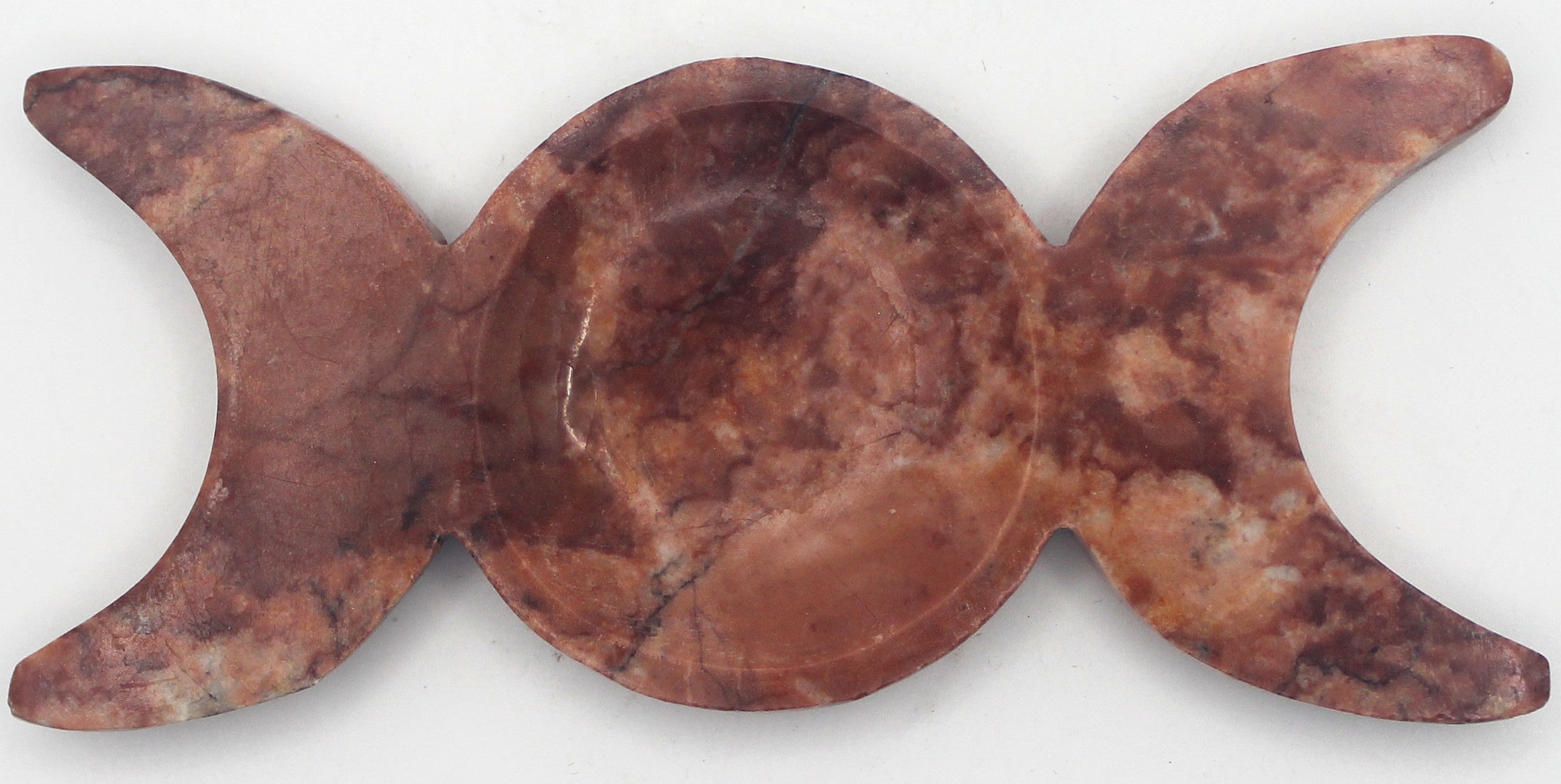 Red Jasper Triple Moon Dish – Grounding Energy & Ritual Altar Bowl | | Wiccan Center