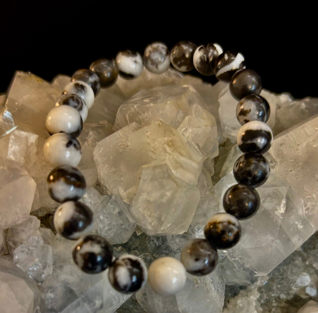 Zebra Stone Bracelet – 8mm Beads, Medium Wrists | | Wiccan Center