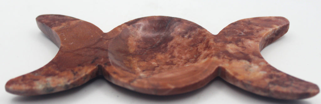 Red Jasper Triple Moon Dish – Grounding Energy & Ritual Altar Bowl | | Wiccan Center