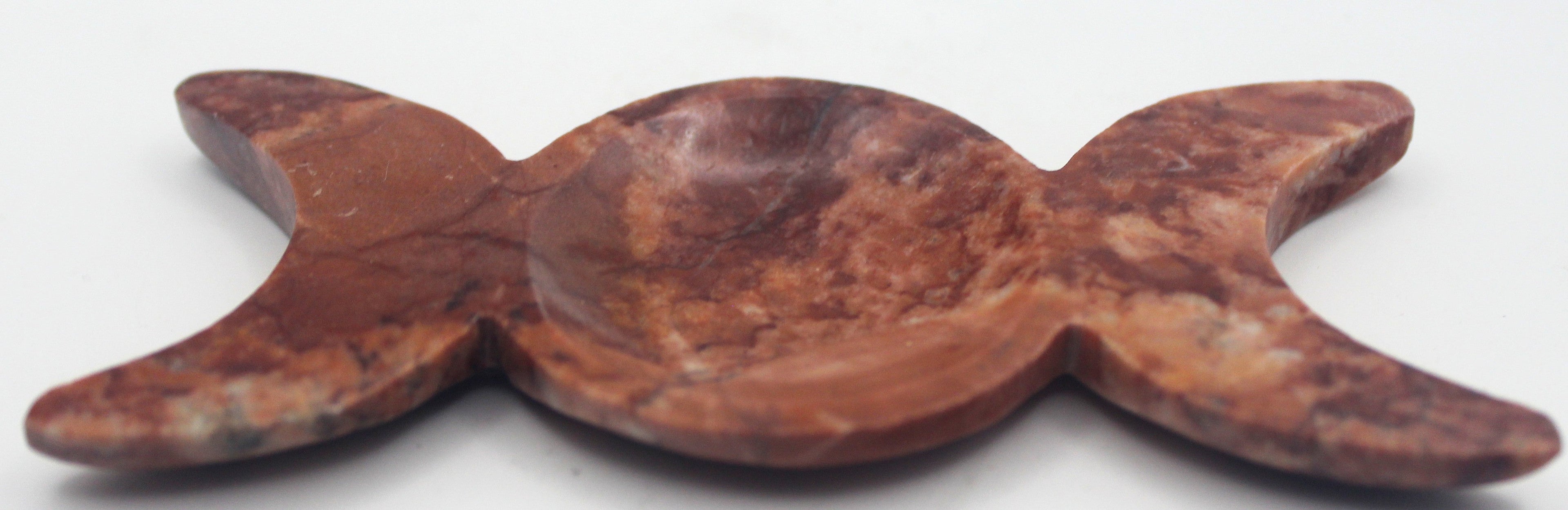 Red Jasper Triple Moon Dish – Grounding Energy & Ritual Altar Bowl | | Wiccan Center