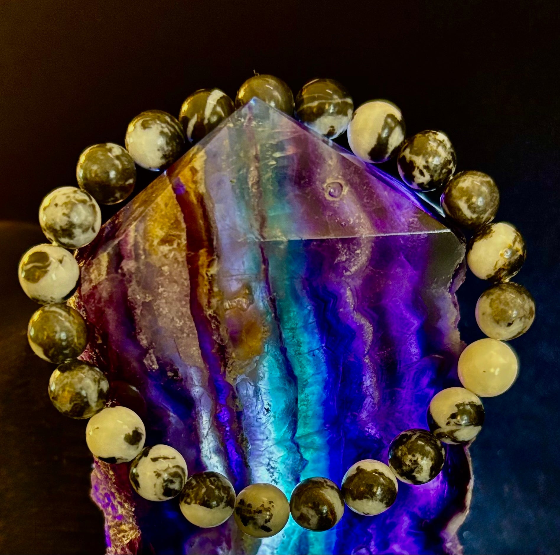 Zebra Stone Bracelet – 8mm Beads, Medium Wrists | | Wiccan Center
