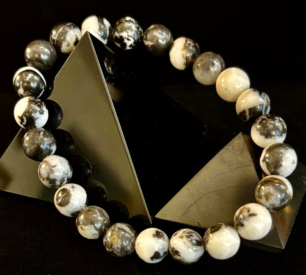 Zebra Stone Bracelet – 8mm Beads, Medium Wrists | | Wiccan Center