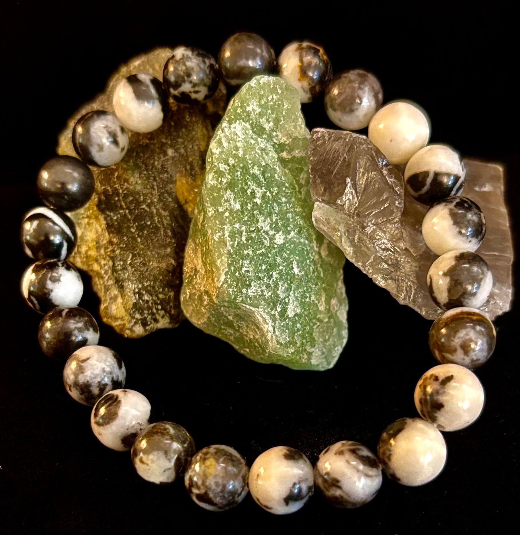 Zebra Stone Bracelet – 8mm Beads, Medium Wrists | | Wiccan Center