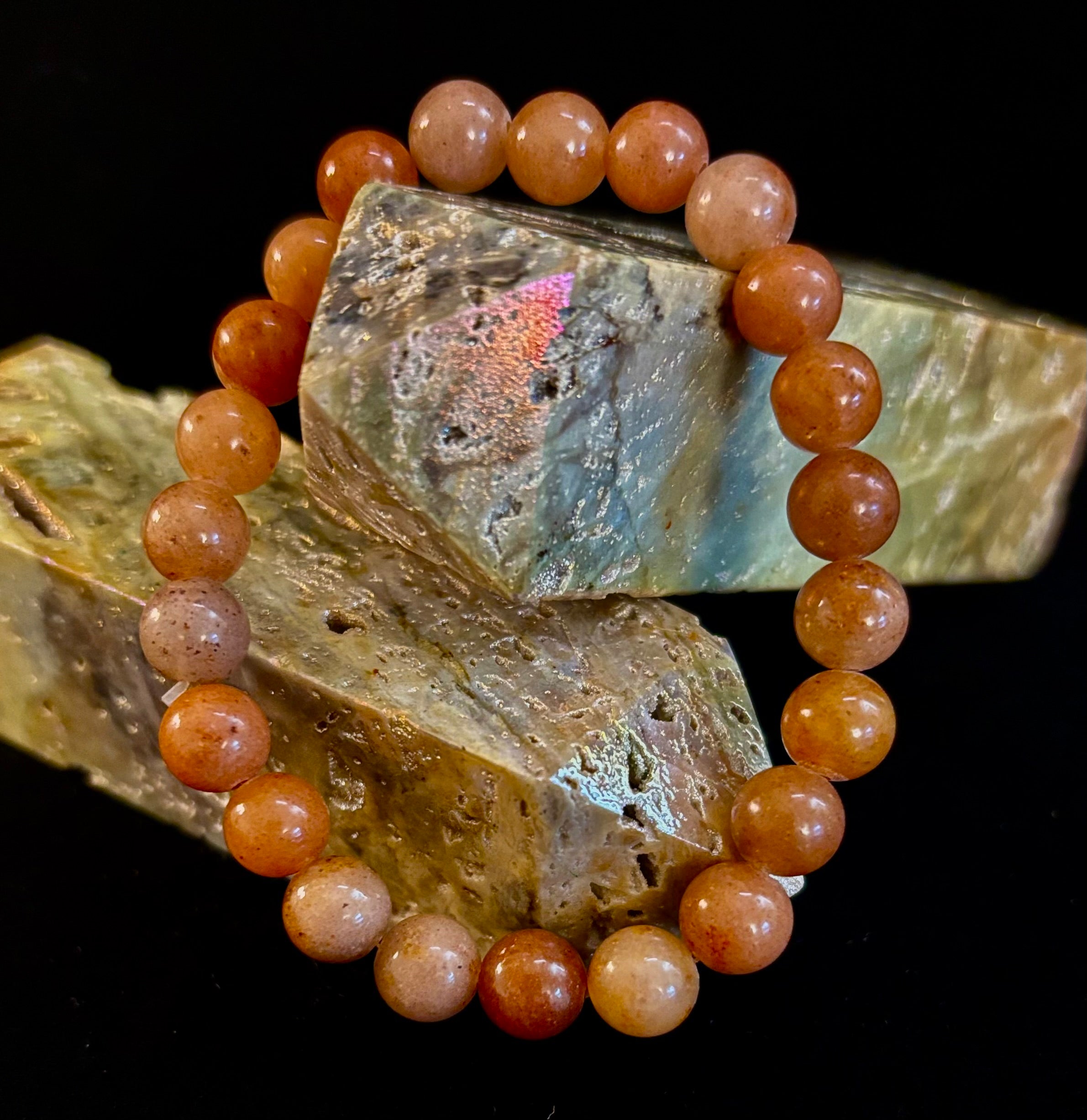 Dark Strawberry Quartz Bracelet – 8mm Beads, Medium Wrists | | Wiccan Center