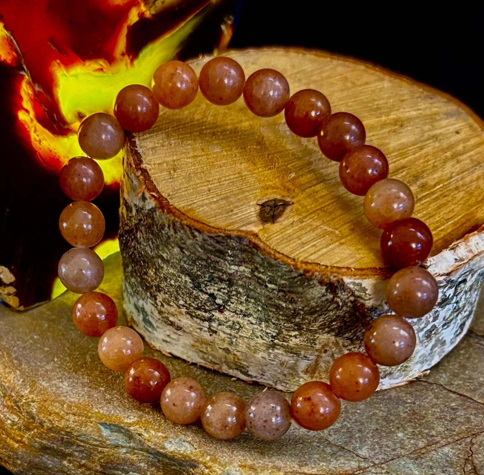 Dark Strawberry Quartz Bracelet – 8mm Beads, Medium Wrists | | Wiccan Center