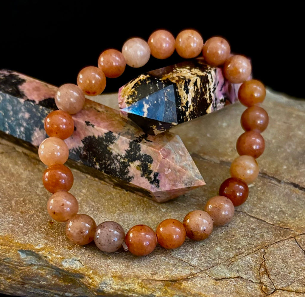 Dark Strawberry Quartz Bracelet – 8mm Beads, Medium Wrists | | Wiccan Center