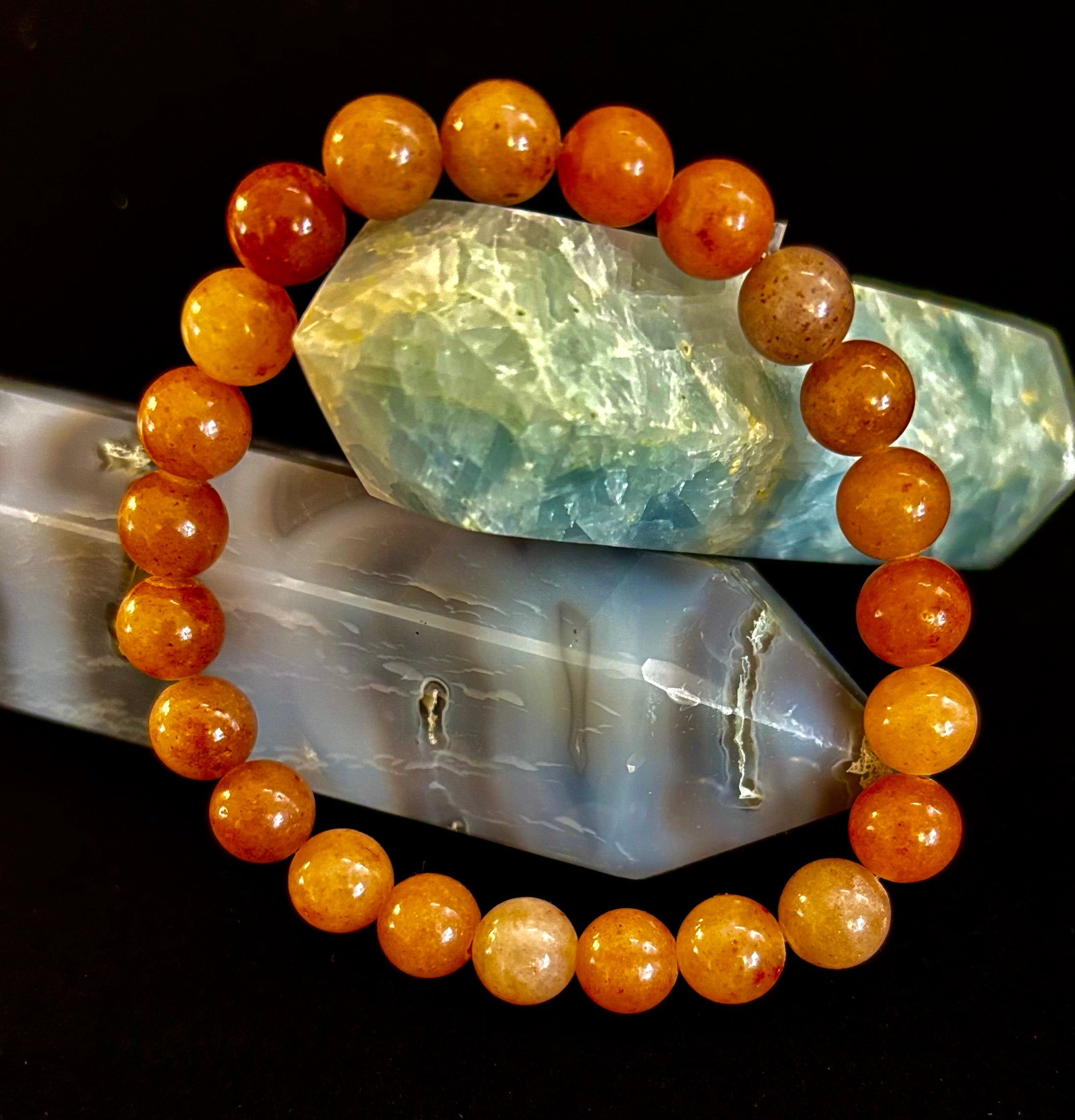 Dark Strawberry Quartz Bracelet – 8mm Beads, Medium Wrists | | Wiccan Center