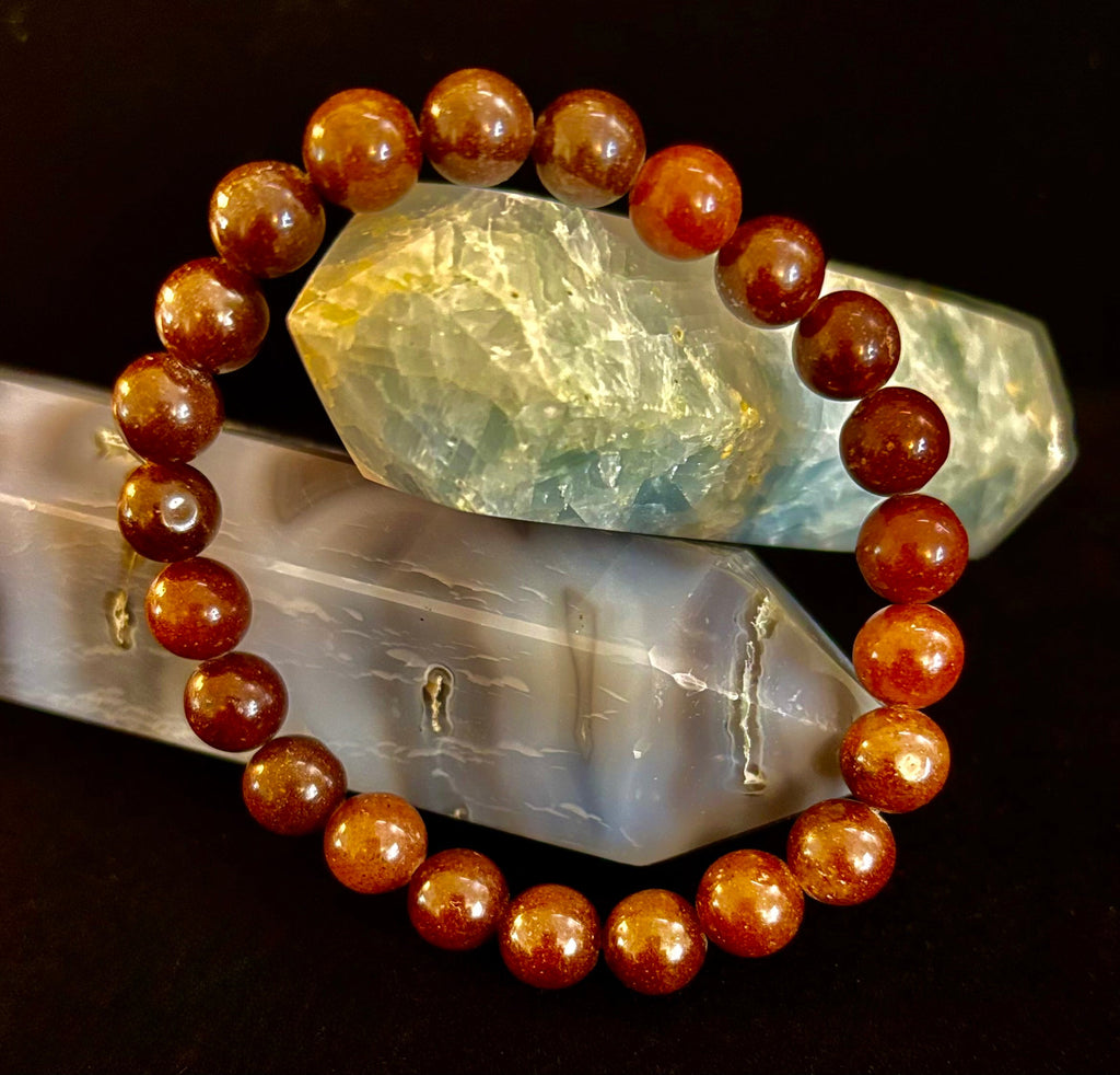 Dark Strawberry Quartz Bracelet – 8mm Beads, Medium Wrists | | Wiccan Center