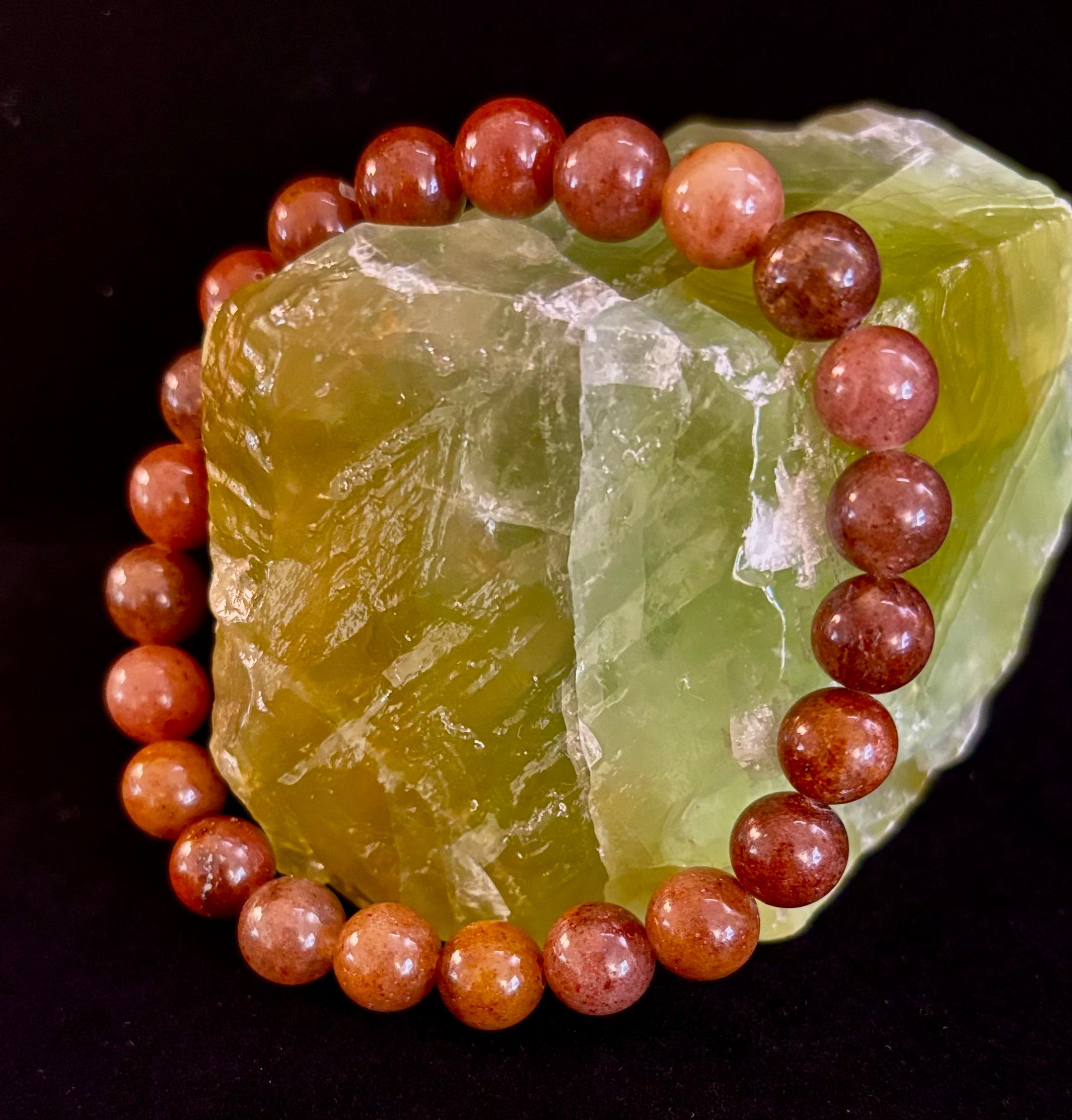 Dark Strawberry Quartz Bracelet – 8mm Beads, Medium Wrists | | Wiccan Center