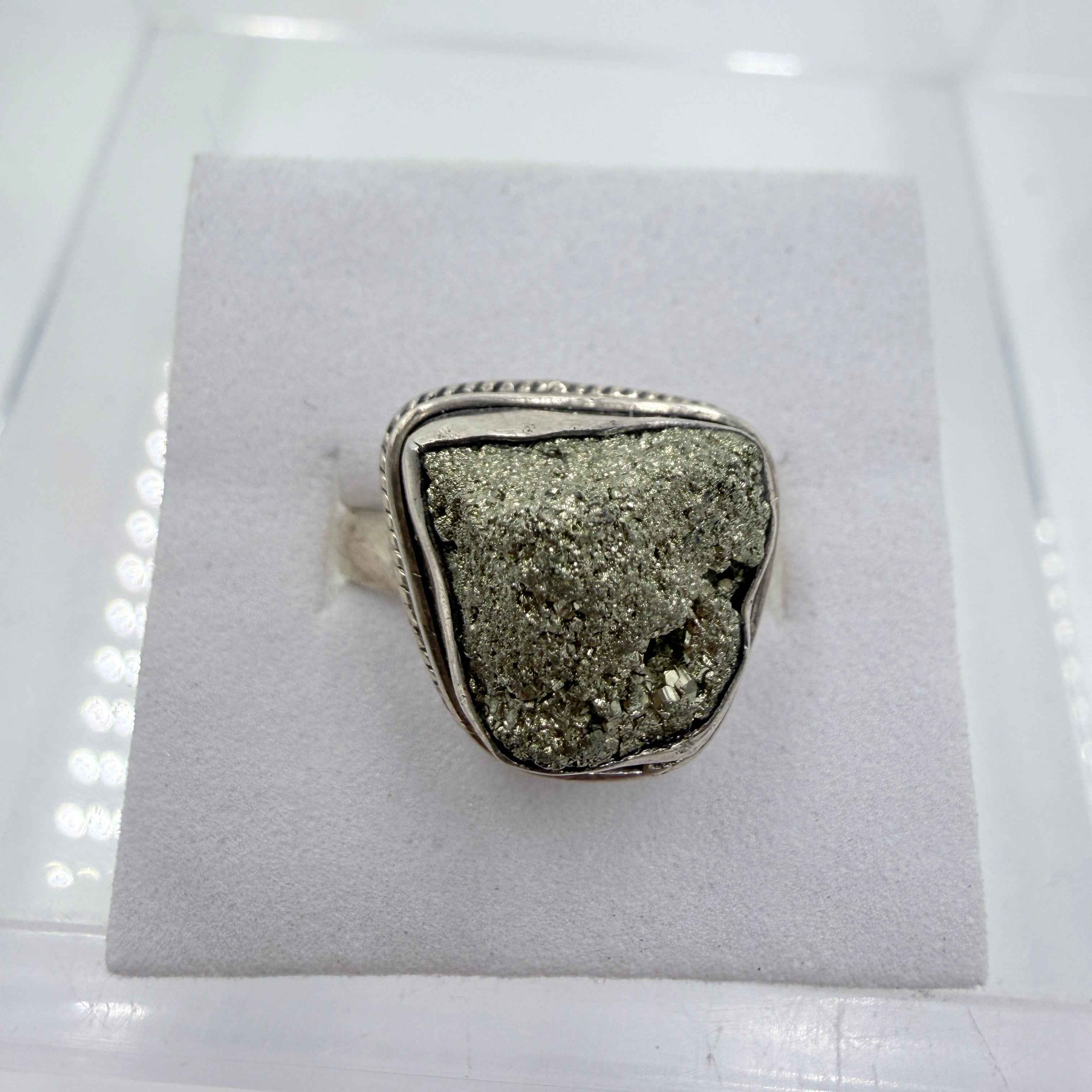 Sterling Silver Freeform Pyrite Ring – Size 9 – Protection, Confidence & Grounding | Rings | Wiccan Center