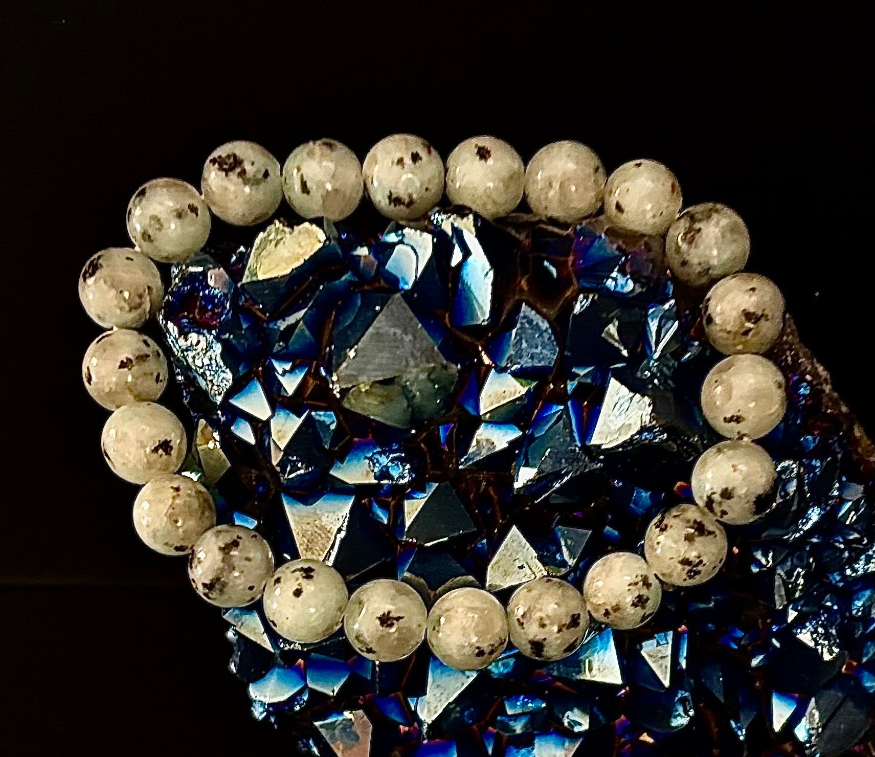 Sesame Kiwi Jasper Bracelet – 8mm Beads, Medium Wrists | | Wiccan Center