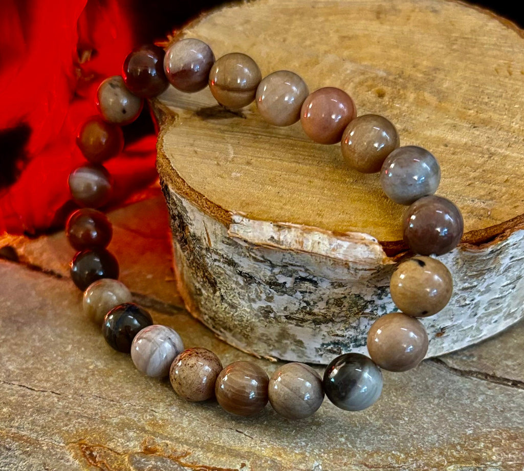 Petrified Wood Bracelet – 8mm Beads, Medium Wrists | | Wiccan Center