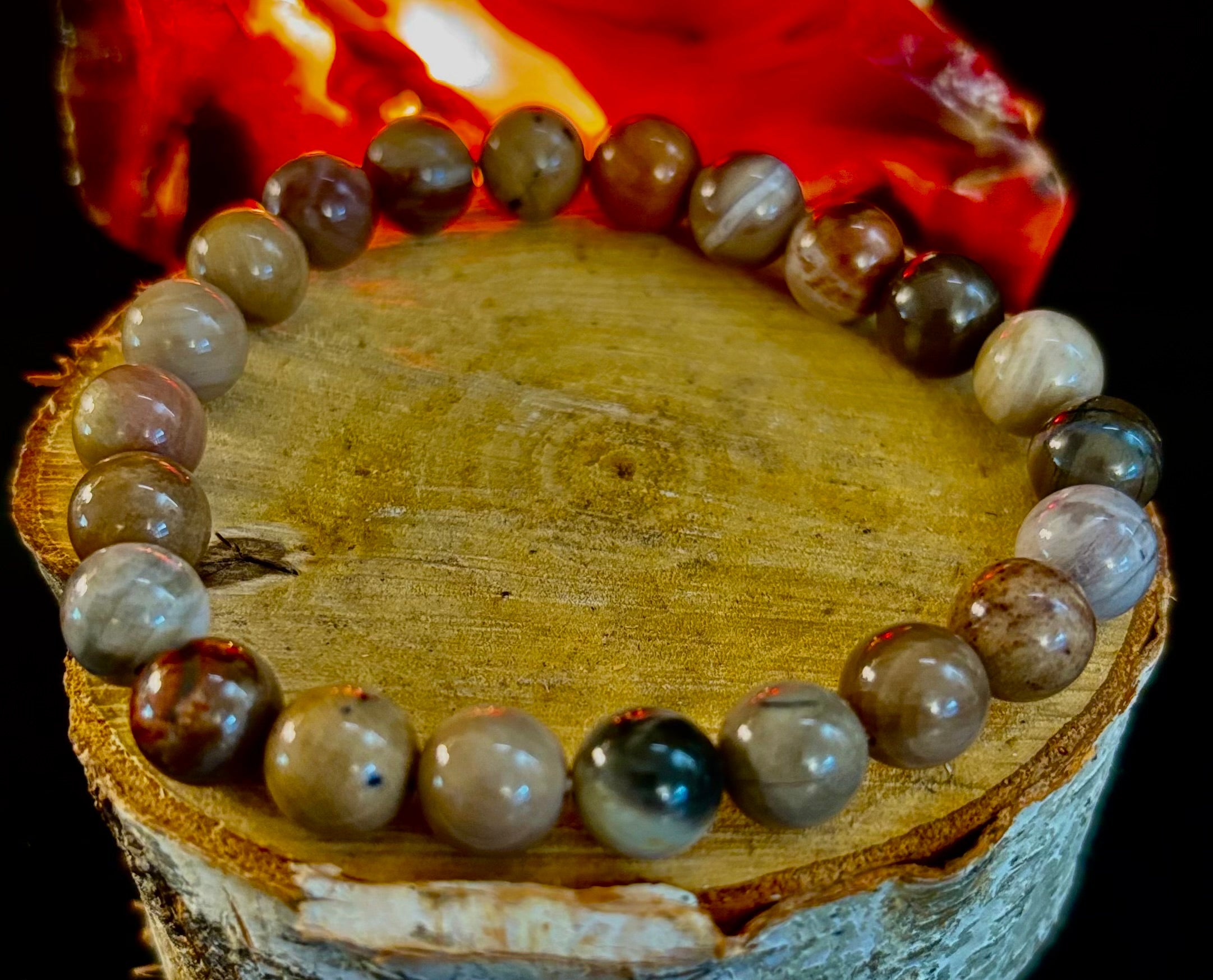 Petrified Wood Bracelet – 8mm Beads, Medium Wrists | | Wiccan Center